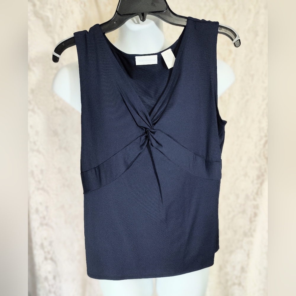 Worthington Stretch Elegant Navy Sleeveless Top Tank NWOT